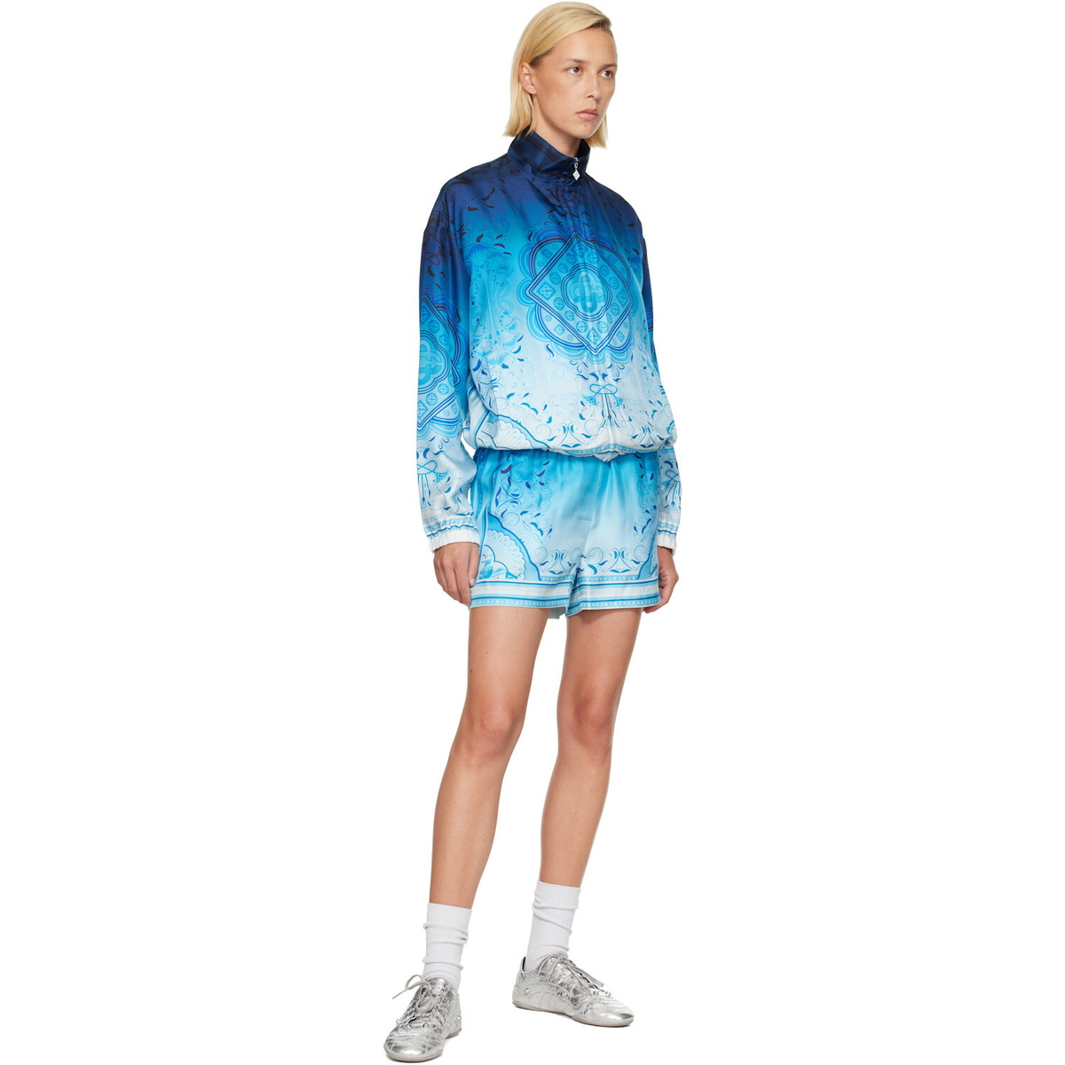 Casablanca Blue Gradient Egyptian Rug Silk Shorts