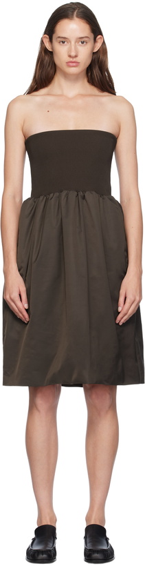 Photo: AMOMENTO Brown Shirring Flare Midi Skirt
