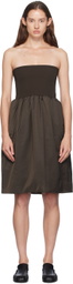 AMOMENTO Brown Shirring Flare Midi Skirt