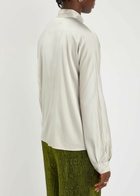 Forte_forte Wrap-front Stretch-silk Blouse Grey