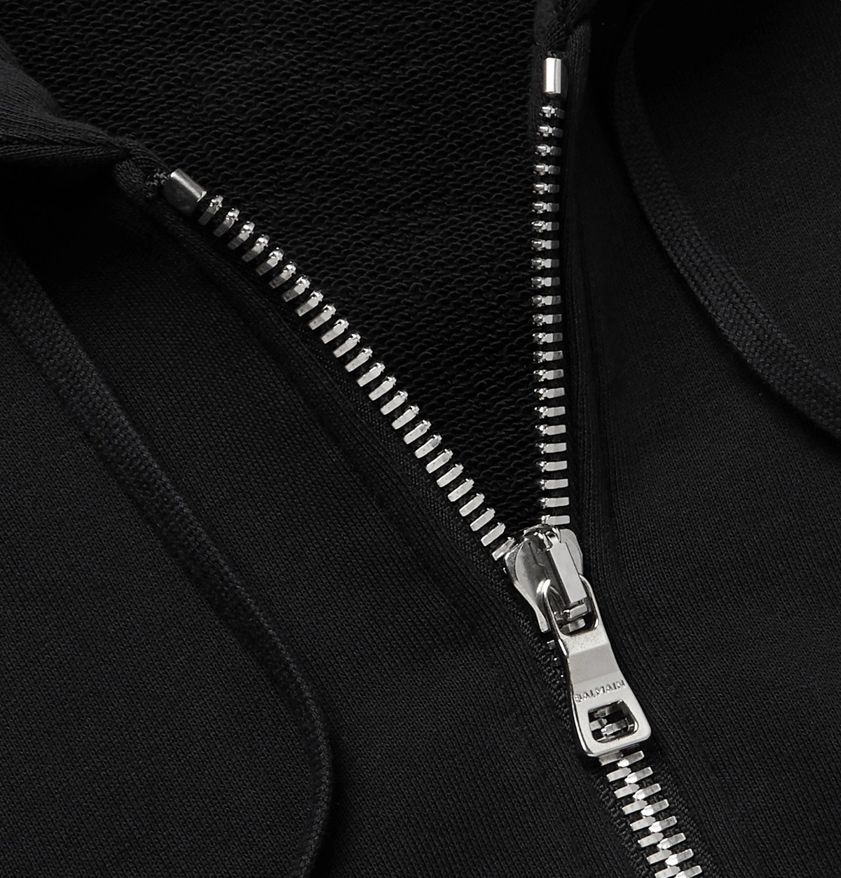 Balmain - Logo-Embossed Fleece-Back Cotton-Jersey Zip-Up Hoodie - Black