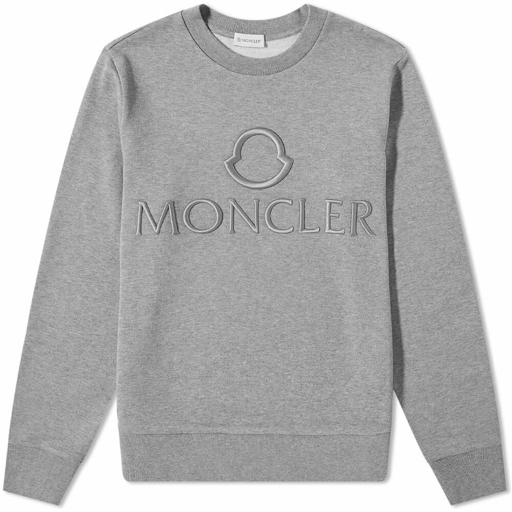Photo: Moncler Men's Tonal Logo Crew Sweat in Grey