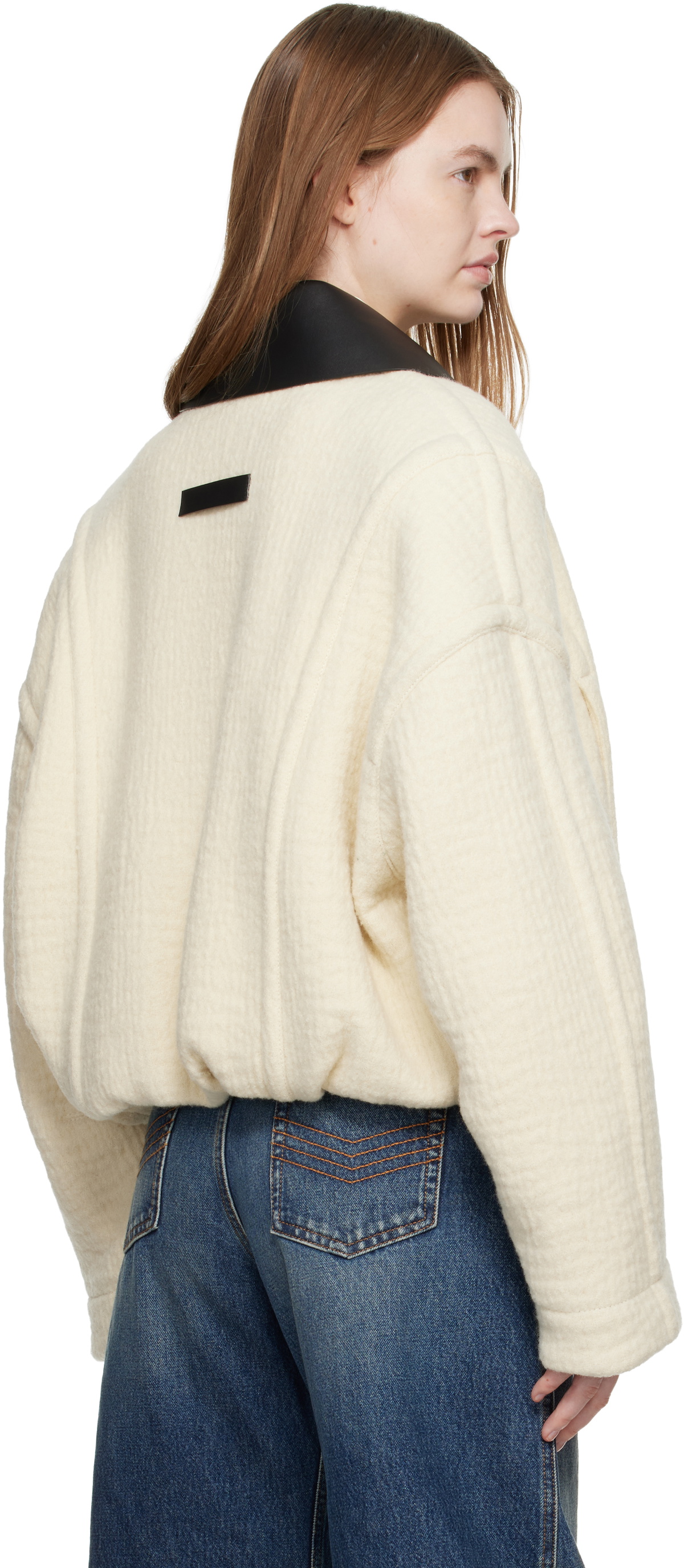 Jean Paul Gaultier Off-White Heavy Wool Bomber Jacket