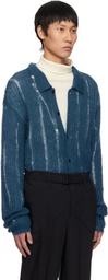 YOKE Blue Silk Kid Mohair Wool Buttoned Cardigan