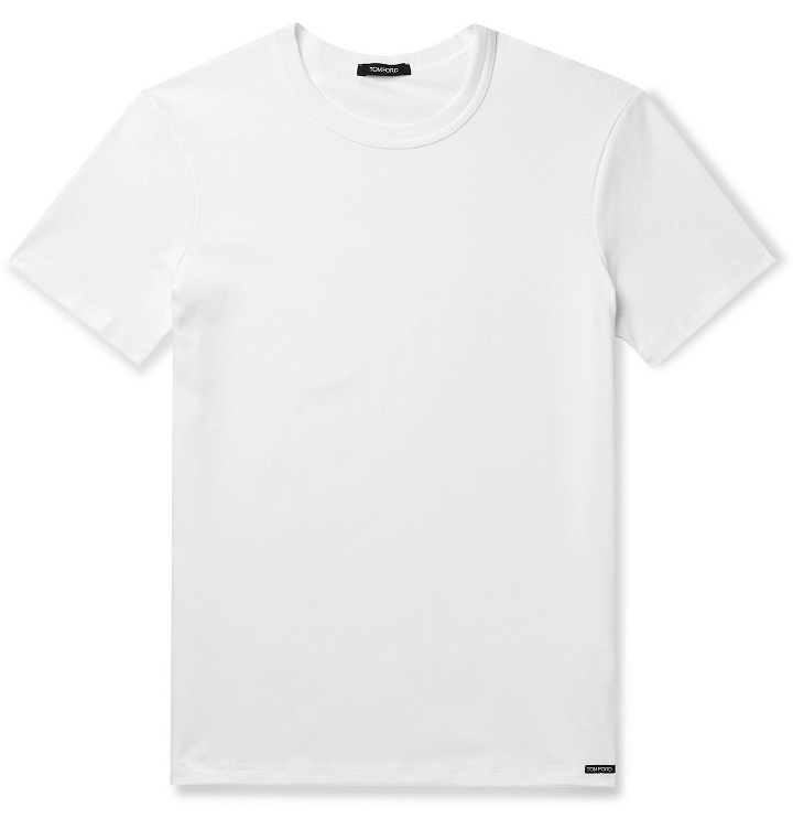Photo: TOM FORD - Slim-Fit Stretch-Cotton Jersey T-Shirt - White
