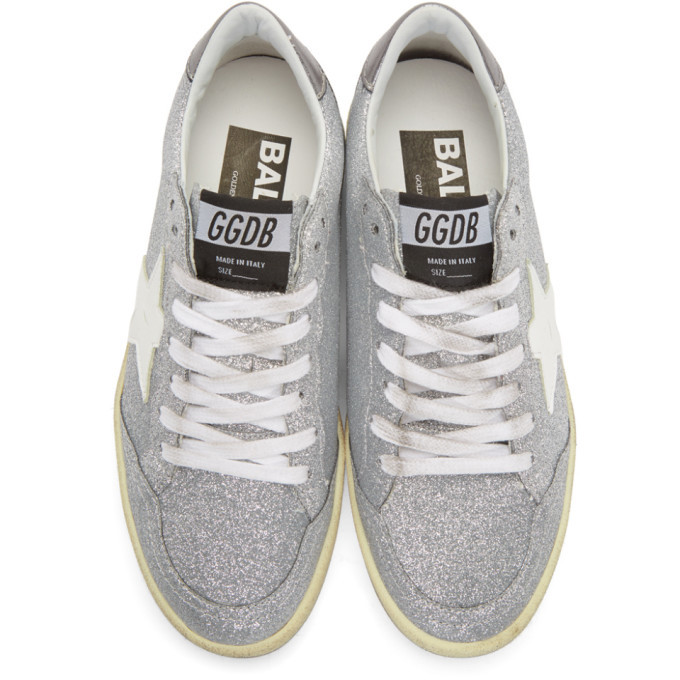 Golden Goose Silver Glitter Ball Star Sneakers Golden Goose