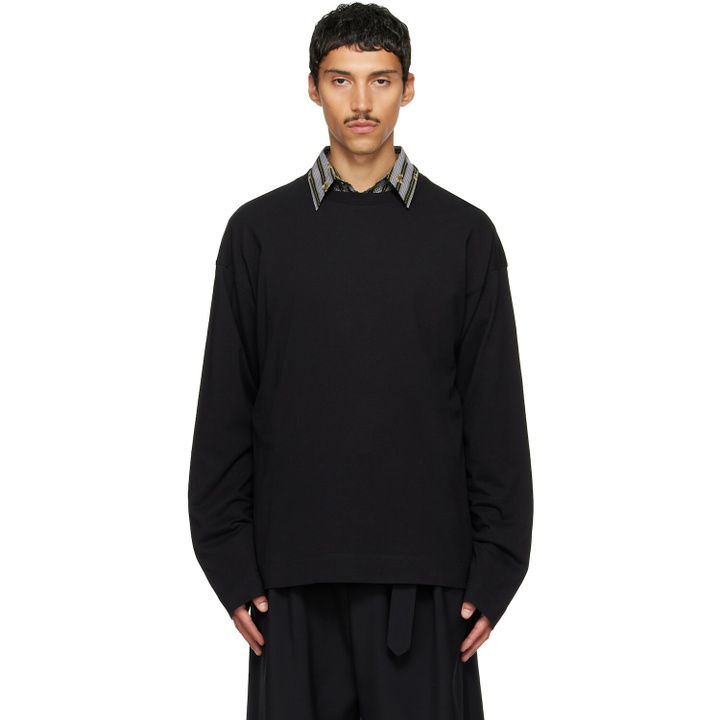 Photo: Dries Van Noten Black Long Sleeve Cotton T-shirt