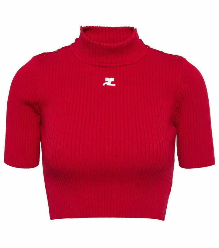 Photo: Courrèges Ribbed-knit cropped sweater