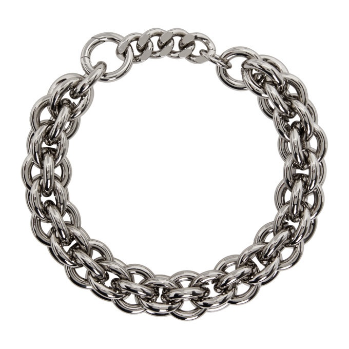 Photo: 1017 ALYX 9SM Silver Leather Details Chunky Chain Necklace