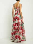DOLCE & GABBANA Poppy Print Silk Chiffon Long Dress