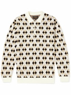 Beams Plus - Argyle Intarsia Cotton Polo Shirt - Neutrals