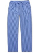 TEKLA - Striped Organic Cotton-Poplin Pyjama Trousers - Blue