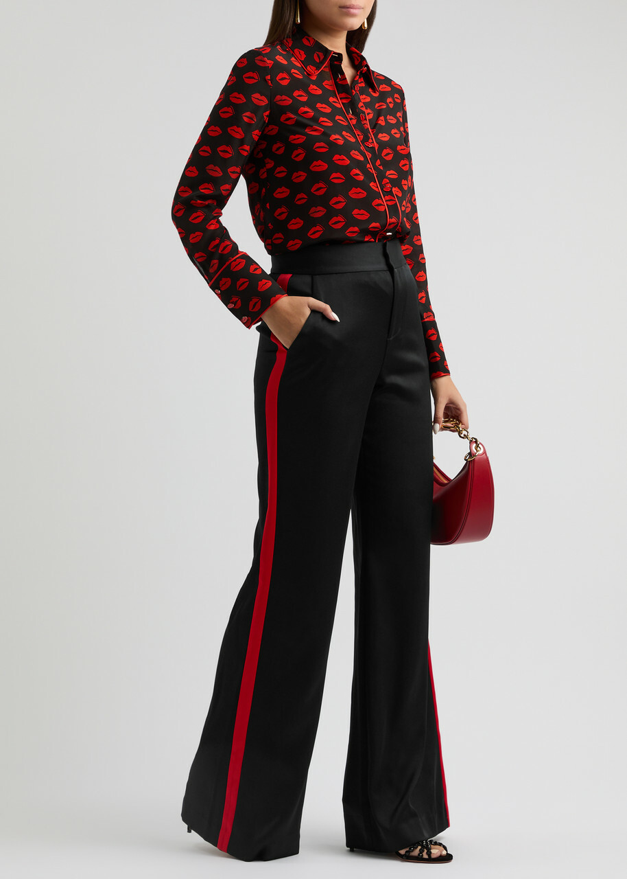 Alice + Olivia Dylan Panelled Wide-leg Trousers Black