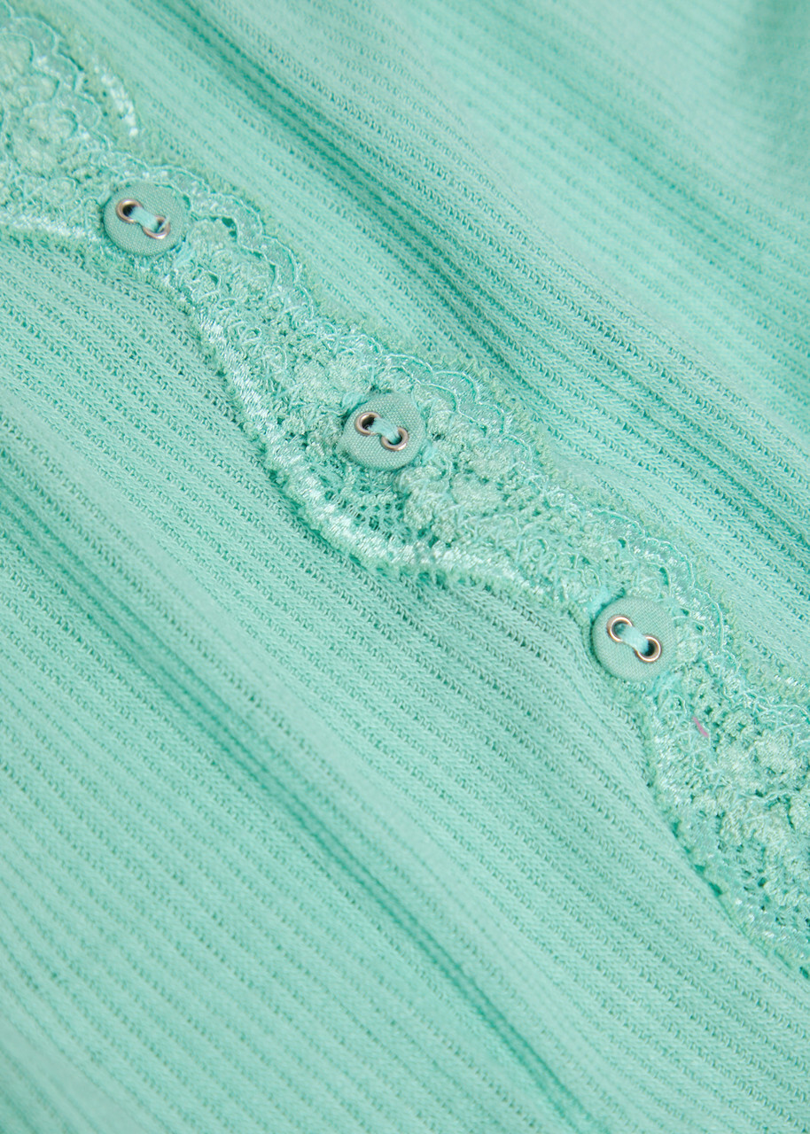 Free People Big Love Lace-trim Knit Cardigan Light Blue