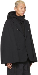 Sacai Black Suiting Mix Cape Blazer