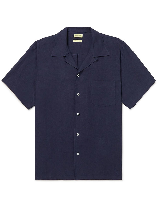 Photo: De Bonne Facture - Convertible-Collar Linen Shirt - Blue