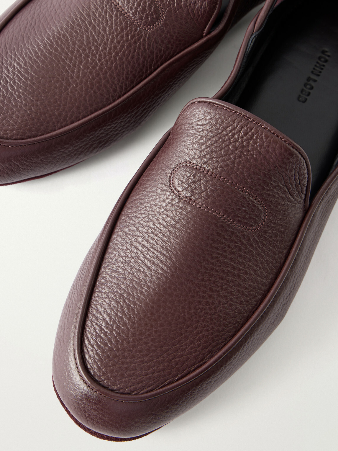 John Lobb - Kingston II Collapsible-Heel Full-Grain Deerskin Loafers - Burgundy