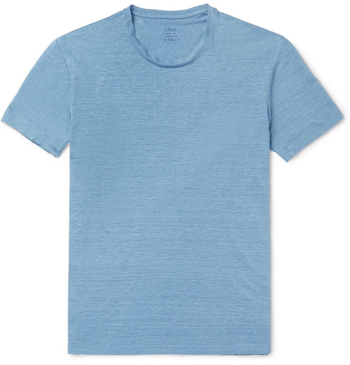 Photo: Altea - Garment-Dyed Slub Linen T-Shirt - Blue
