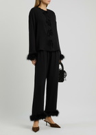 Sleeper Capricorn Feather-trimmed Twill Pyjama set Black