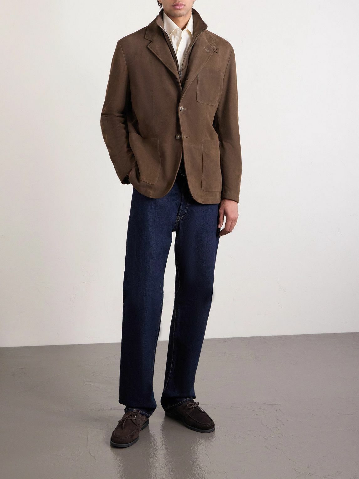 Canali - Bruma Layered Suede Jacket - Brown