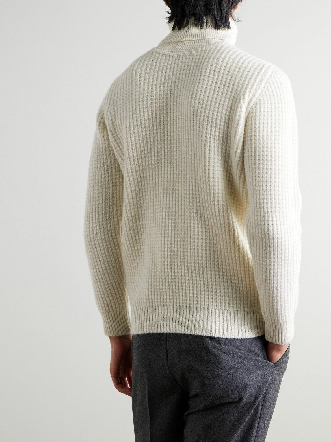 Kingsman - Cliveden Waffle-Knit Wool Rollneck Sweater - Neutrals