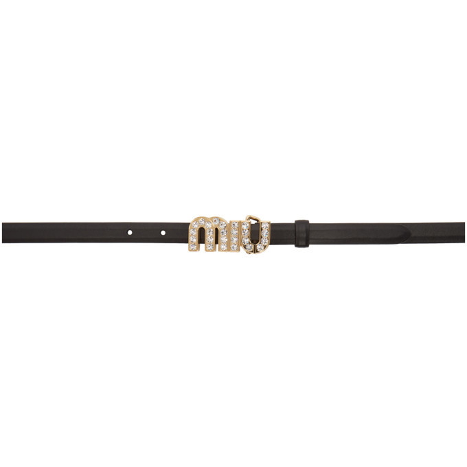 Miu Miu Black Crystal Logo Belt Miu Miu display picture 2