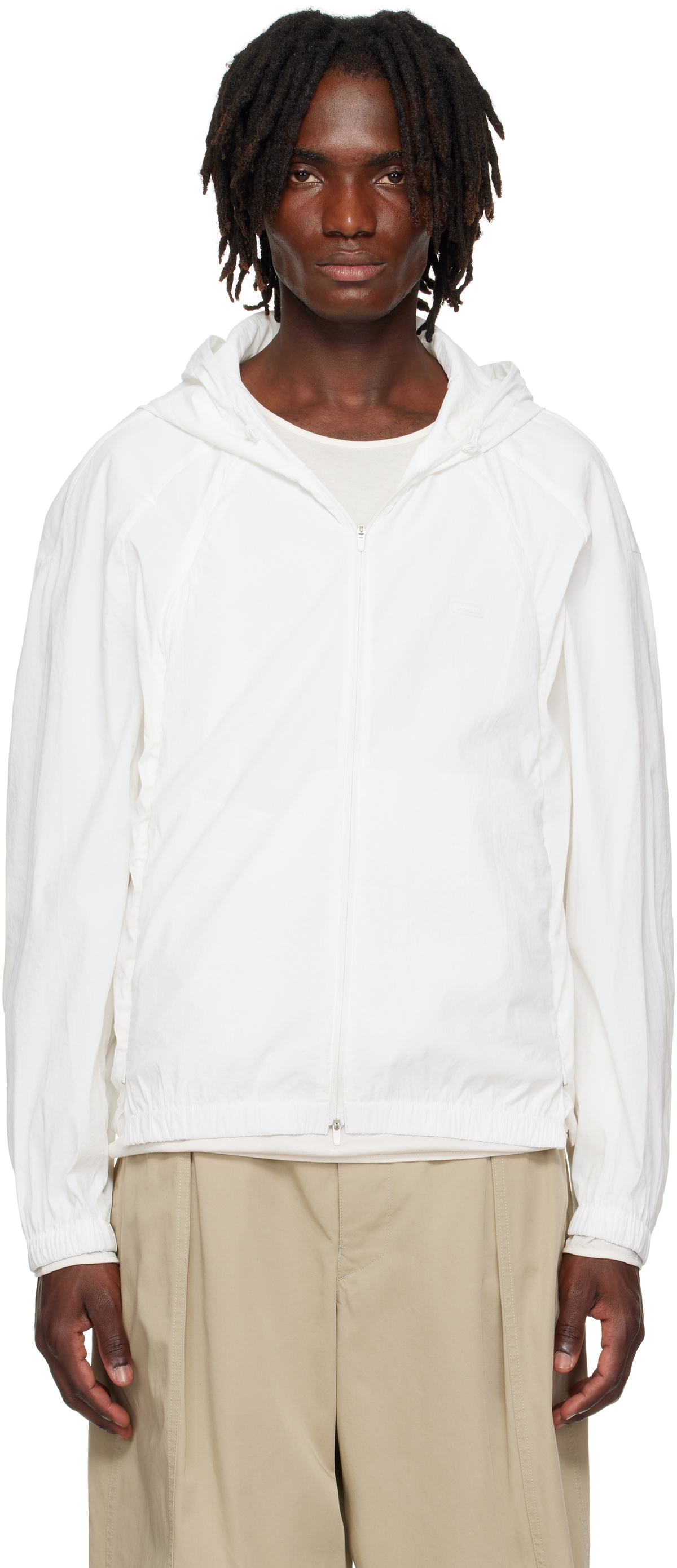 AMOMENTO White Nylon Hooded Jacket