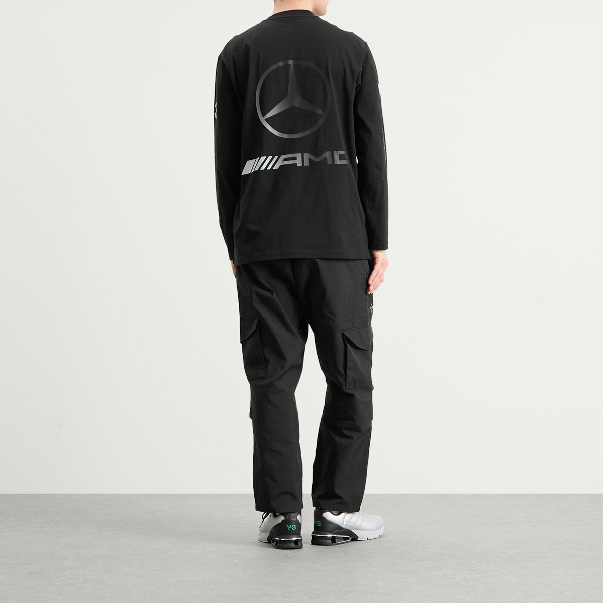 Y-3 Men's x Mercedes F1 Chaos Long Sleeve T-Shirt in Black