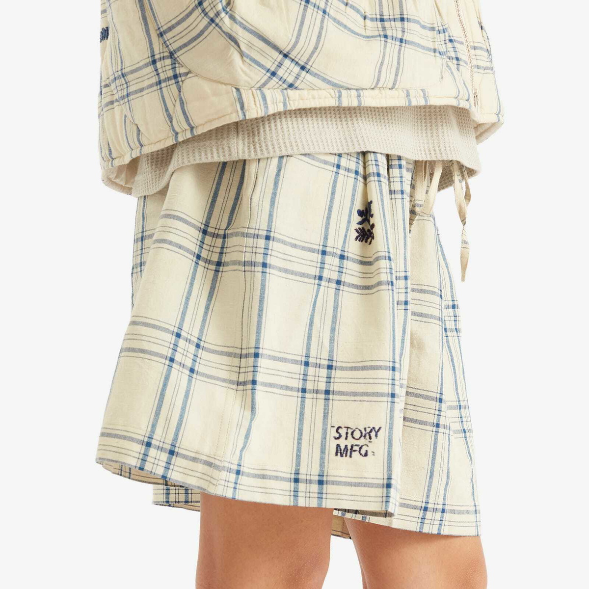 Story mfg. Women's Bridge Shorts in French Gingham Interrupted