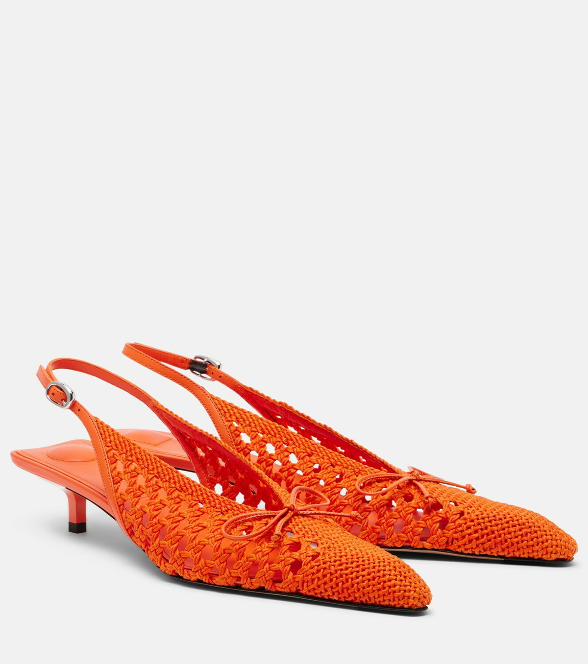 Jacquemus Cubisto raffia-effect slingback pumps