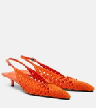 Jacquemus Cubisto raffia-effect slingback pumps
