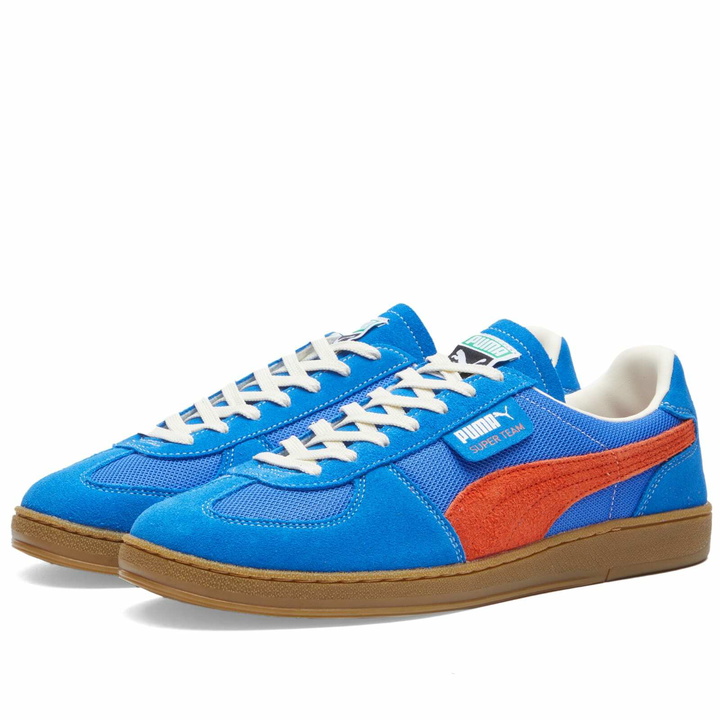 Photo: Puma Men's Super Team Handy Sneakers in Ultra Blue/Rickie Orange