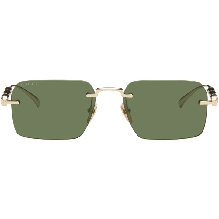 Photo: Gucci Gold Frameless Rectangular Sunglasses