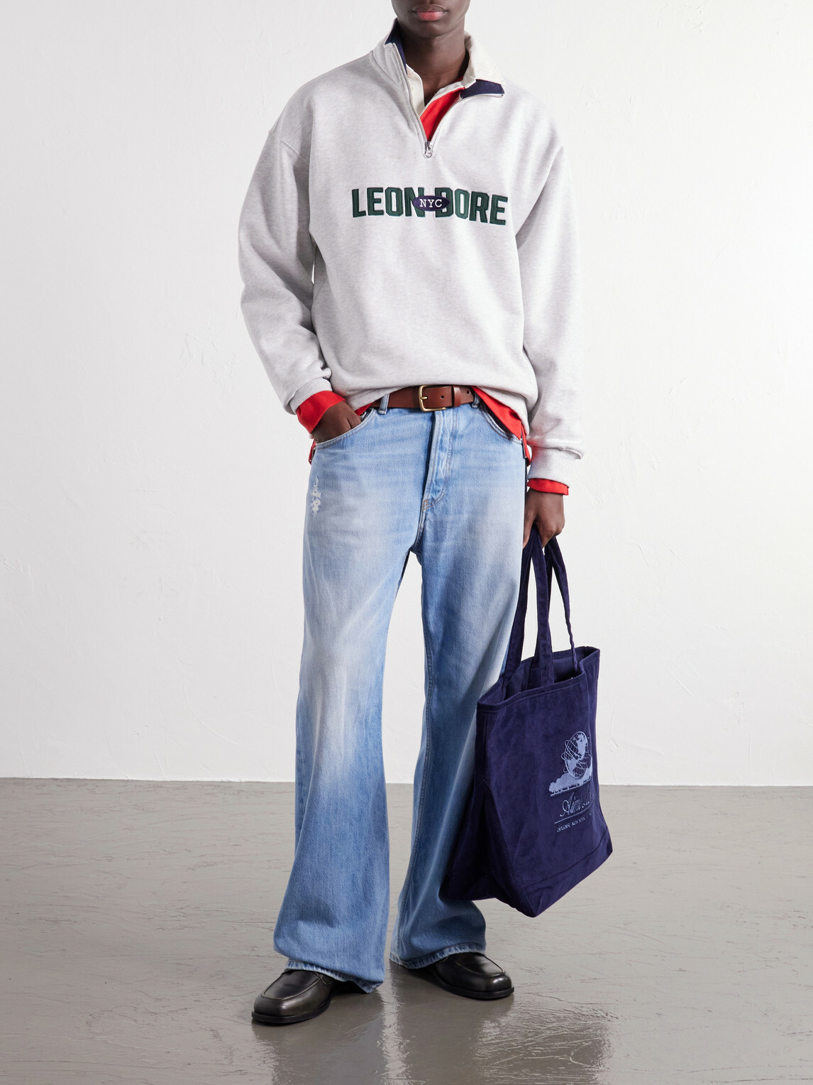 Aimé Leon Dore - Logo-Embroidered Cotton-Corduroy Tote - Blue