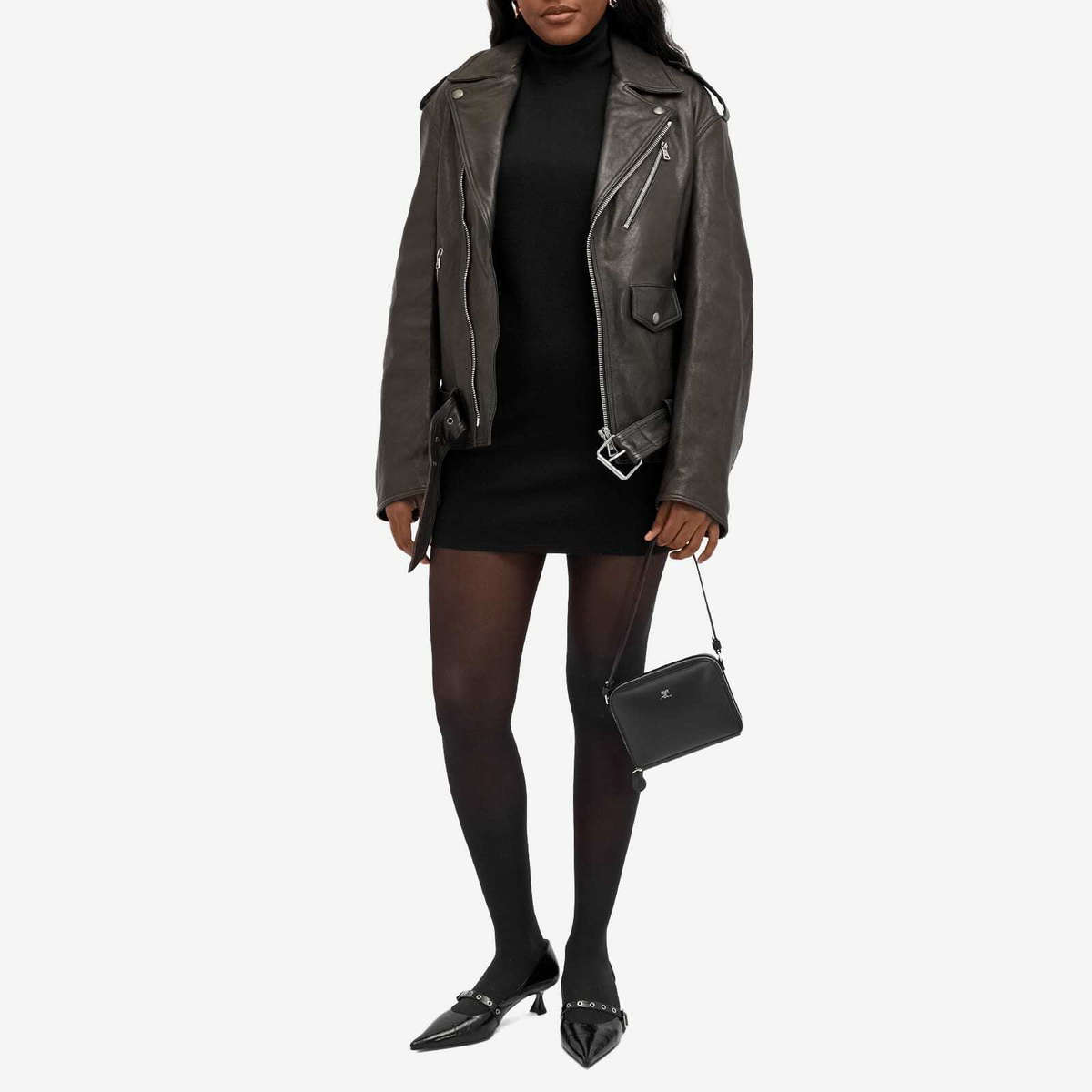 Sportmax Women's Samanta Leather Biker Jacket in Black