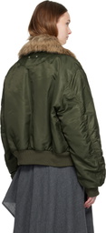 Andersson Bell Green Faux-Fur Collar MA-1 Bomber Jacket