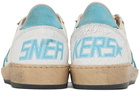 Golden Goose White & Blue Ball Star Low-Top Sneakers