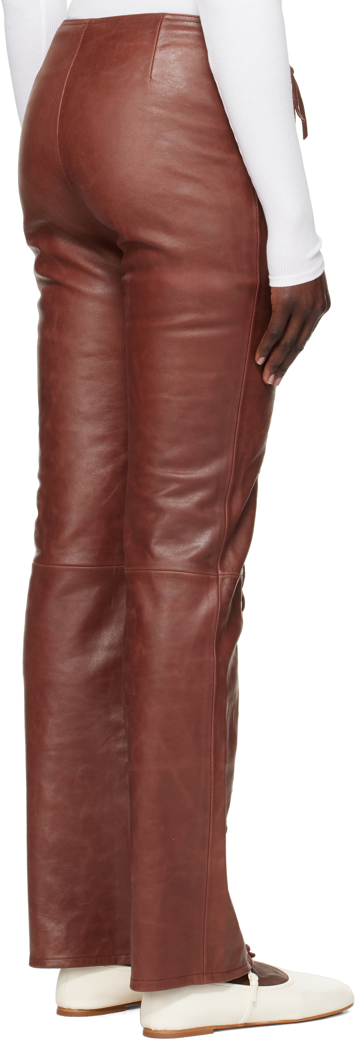 Saks Potts Burgundy Christina Leather Pants