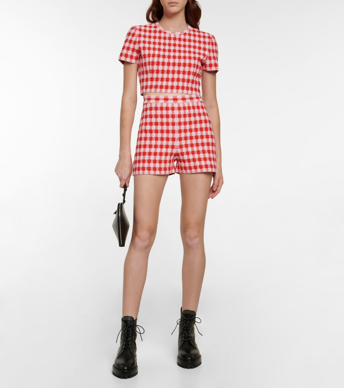 【Alaia】 Houndstooth croppedトップ Alaïa Houndstooth cropped top ALAÏA