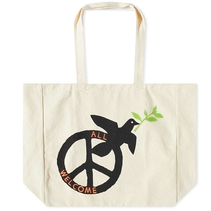 Photo: Good Morning Tapes Men's Peace Dove Canvas Tote in Natural