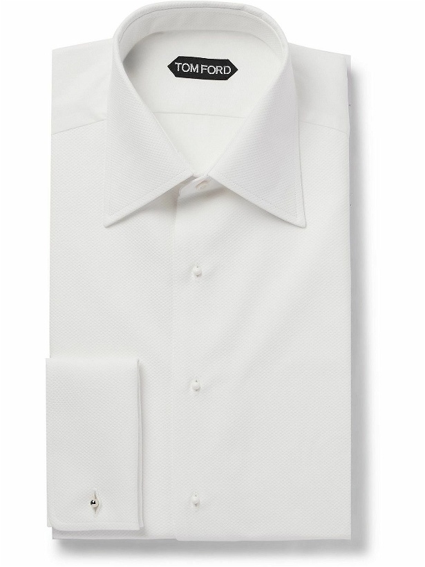 Photo: TOM FORD - Double-Cuff Cotton-Piqué Tuxedo Shirt - White