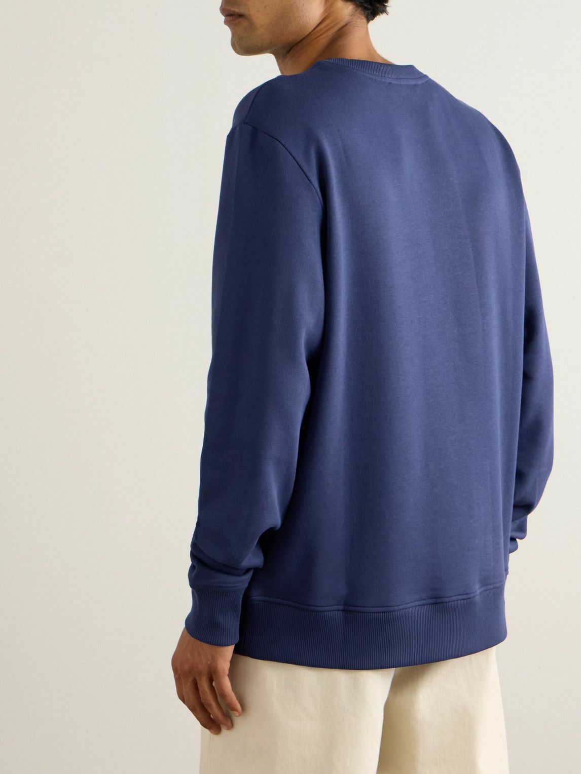 Balmain - Logo-Print Cotton-Jersey Sweatshirt - Blue