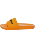 Balenciaga Men's Logo Pool Slide in Orange/Black