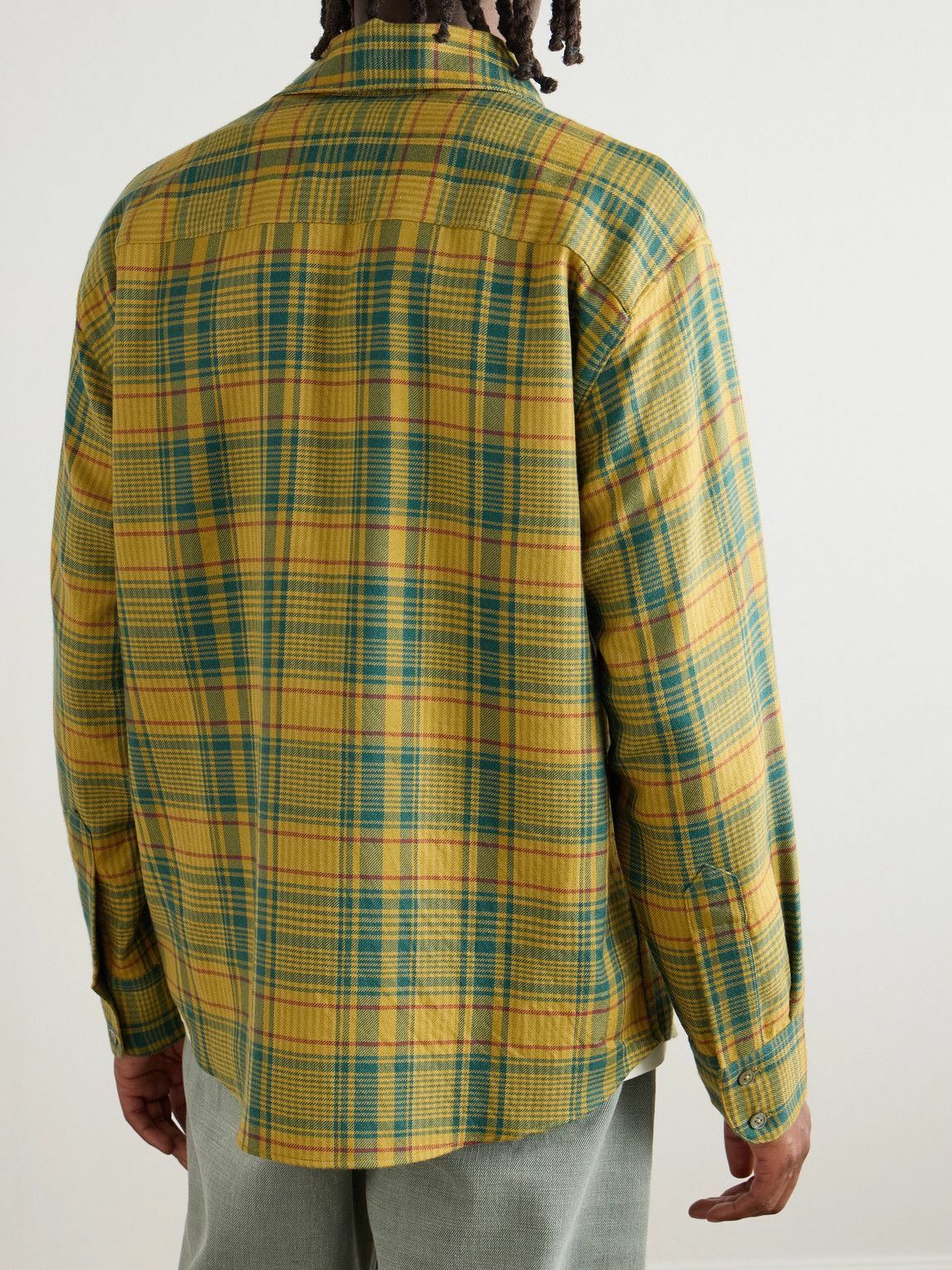 The Elder Statesman - Pashmina Checked Wool and Cashmere-Blend Shirt - Yellow