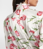 Rodarte Floral belted silk midi dress