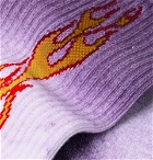 Palm Angels - Tie-Dyed Intarsia Stretch Cotton-Blend Socks - Purple