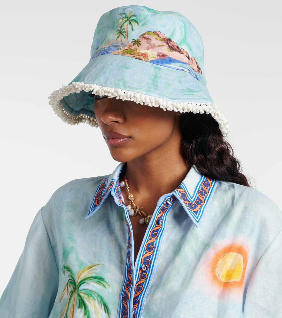 Alémais Printed linen bucket hat