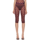 Marine Serre Burgundy Moonogram Mesh Flock Capri Leggings