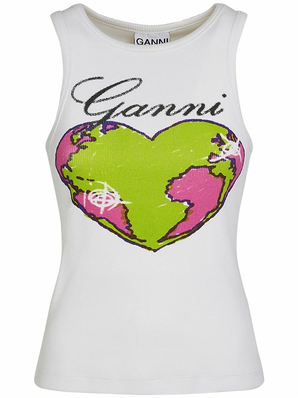 Photo: GANNI - Graphic Heart Cotton Blend Tank Top