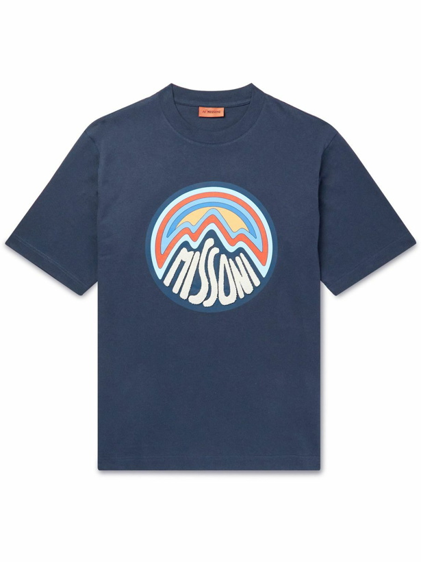 Photo: Missoni - Logo-Embroidered Cotton-Jersey T-Shirt - Blue